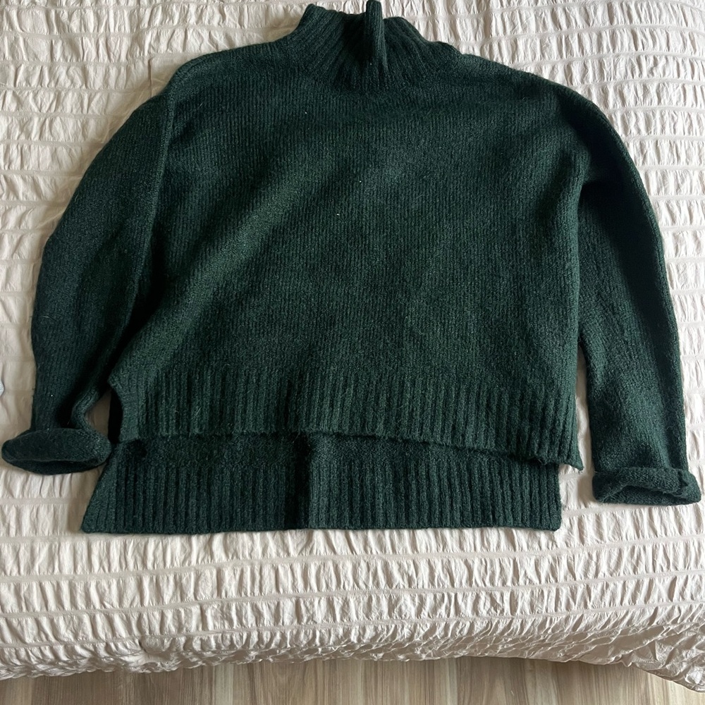 Green Cowl Neck Chunky Knit Sweater